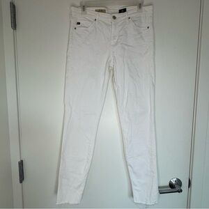 28R AG Adriano Goldschmied The Prima Mid-Rise Cigarette White Skinny Jeans